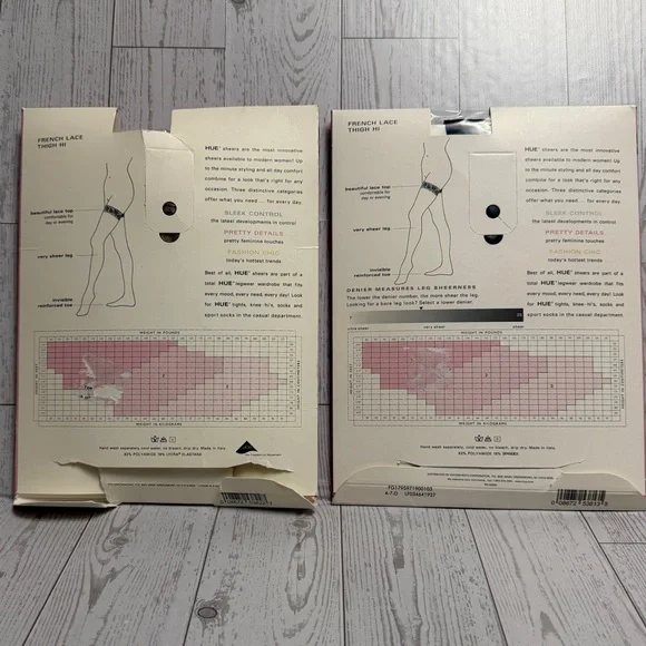 Hue French Lace Thigh High Stockings Black & Beige Shee 15 Denier 5971 PLUS Sz 3 - Picture 2 of 7